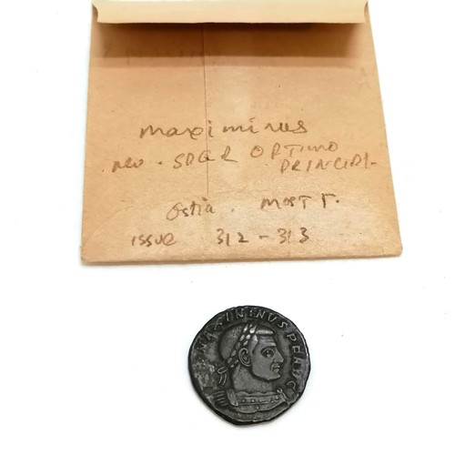 444 - 3 x Roman coins in original envelopes with annotation