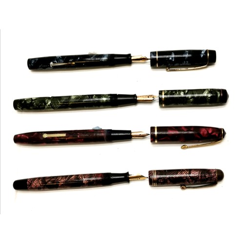 448 - 4 fountain pens - 2 conway stewarts (inc conway 15), Parker pen, Unique Osmiridium - all have 14ct g... 