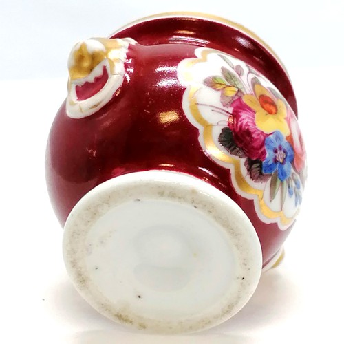 453 - Antique Chamberlains Worcester porcelain miniature pot with lid (lid has restoration) - 6cm