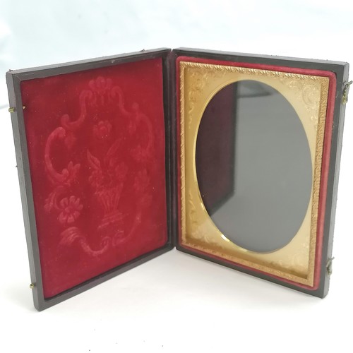 454 - Antique folding photograph frame (in good condition), hardstone brooch (6cm & missing pin) & antique... 