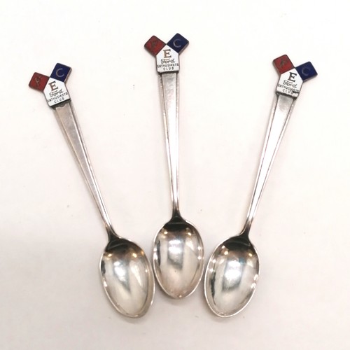 487 - 3 silver plated and enamel Ford Enthusiasts Club teaspoons - in good condition t/w 4 silver and qty ... 