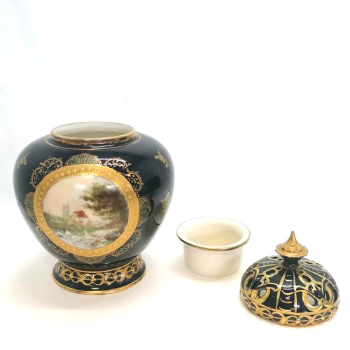 496 - Vienna potpourri vase and cover, total height 15cm, in good condition