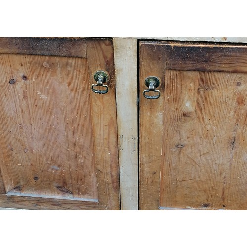 527 - Antique pine 2 part dresser with glazed top, 2 panes missing otherwise in good used condition.  - ap... 