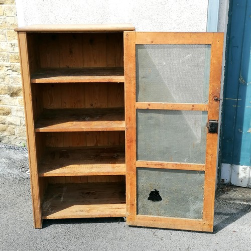 528 - Antique floor standing meatsafe with original paint finish, mesh A/F - 127cm x 68cm x 53cm deep