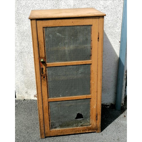 528 - Antique floor standing meatsafe with original paint finish, mesh A/F - 127cm x 68cm x 53cm deep