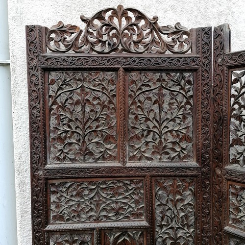 533 - Antique pierced carved oriental screen,  A/F