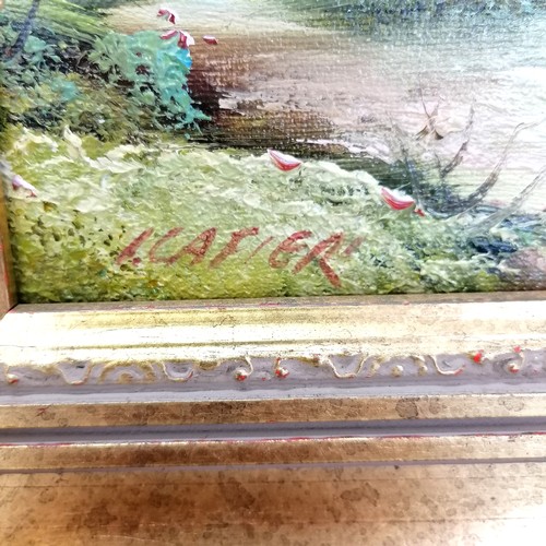 535 - 2 framed original oil paintings on canvas of woodland scenes. signed I Cafier. 39cm x 34cm