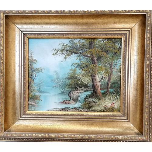 535 - 2 framed original oil paintings on canvas of woodland scenes. signed I Cafier. 39cm x 34cm