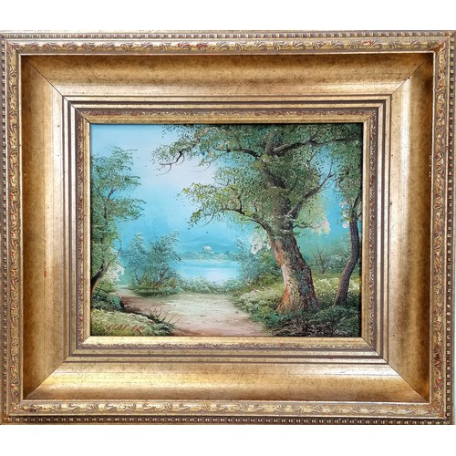 535 - 2 framed original oil paintings on canvas of woodland scenes. signed I Cafier. 39cm x 34cm