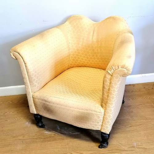 542 - Victorian tub chair - needs reupholstering & seat needs attention