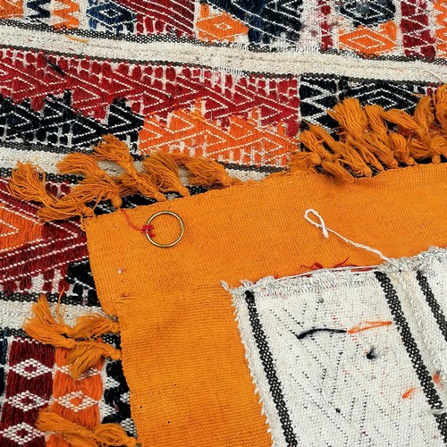 564 - North African embroidered cotton wall hanging - approx 188cm x 147cm.some losses