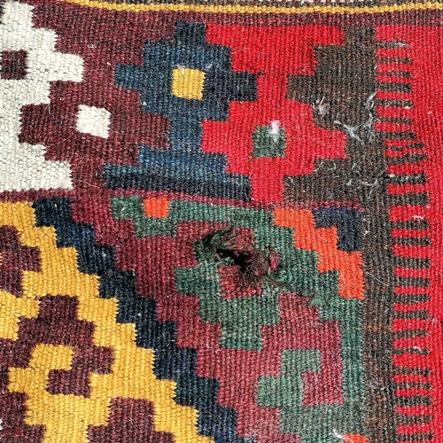 565 - Kilim rug - 372cm x 175cm & has holes in 2 corners