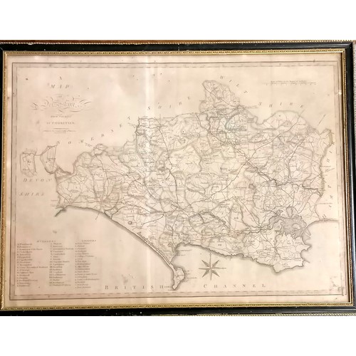 580 - 4 antique framed maps of Dorset T/W a vintage Dorset map (inc Cary, Morden & Blome)