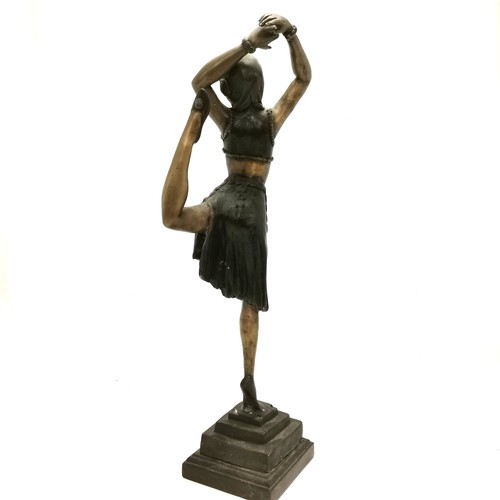 585 - Art Deco style bronzed figure of a dancing girl on a marble base - 67cm high