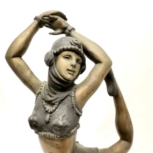 585 - Art Deco style bronzed figure of a dancing girl on a marble base - 67cm high