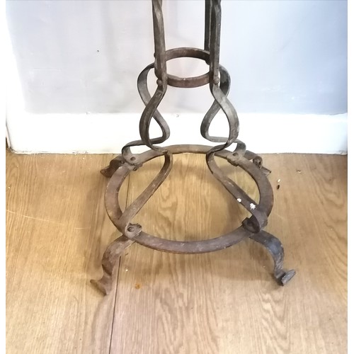 609 - Floor standing wrought iron 4 branch candelabra - 152.5cm high