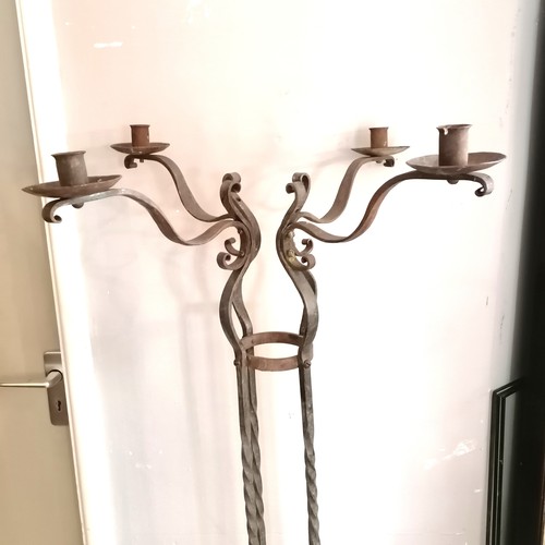 609 - Floor standing wrought iron 4 branch candelabra - 152.5cm high