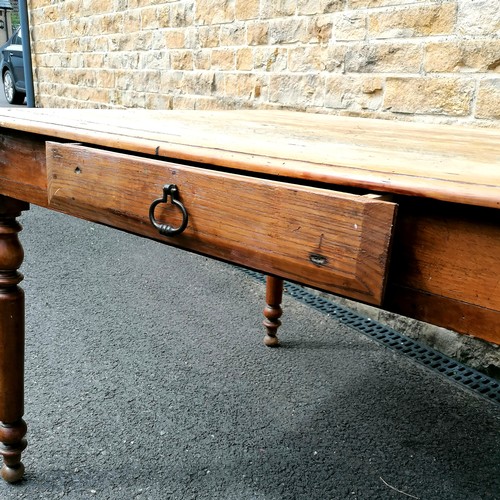 611 - Antique French oak single drawer table - 120cm x 96cm x 74cm high