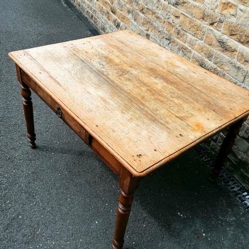 611 - Antique French oak single drawer table - 120cm x 96cm x 74cm high