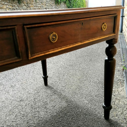 613 - Reproduction mahogany leather topped partners desk with 2 drawers either side - 125cm x 85cm x 76cm ... 