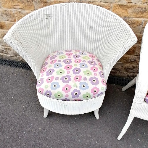 614 - 4 x Lloyd Loom chairs, (1 has damage) with removable upholstered cushions