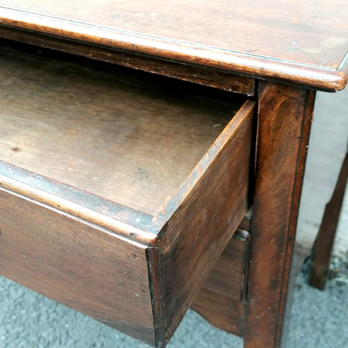 628 - Antique mahogany low boy with 3 drawers & later handles - 86cm x 49cm x 72cm high with some old repa... 