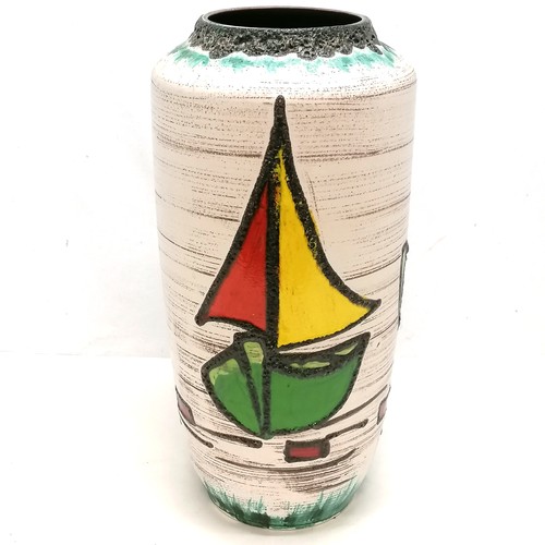 9 - Large West German pottery vase decorated with yachts by Scheurich #517-50 - 51cm high