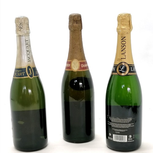 4 - 3 bottles of champagne (all 75cl) inc Louis Roederer (1969), Jacquart, Lanson black label (2009)