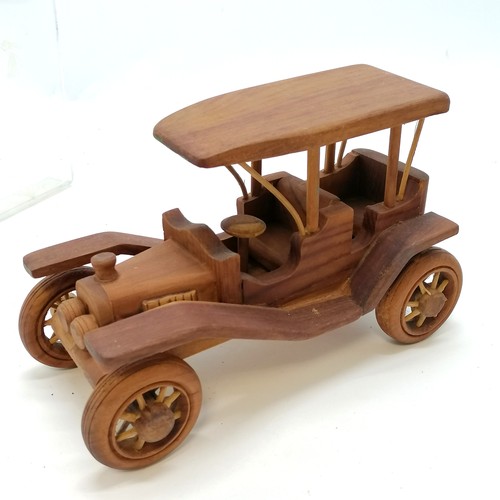 15 - 4 x scratch built wooden vehicles inc VW beetle - longest 25cm