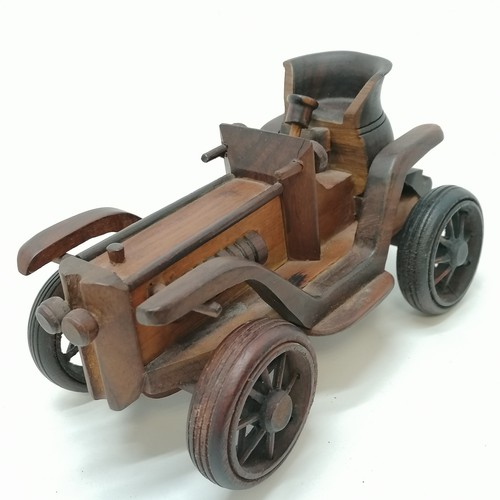 15 - 4 x scratch built wooden vehicles inc VW beetle - longest 25cm