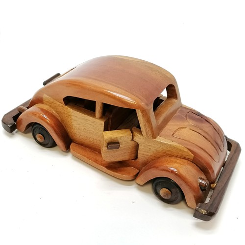 15 - 4 x scratch built wooden vehicles inc VW beetle - longest 25cm