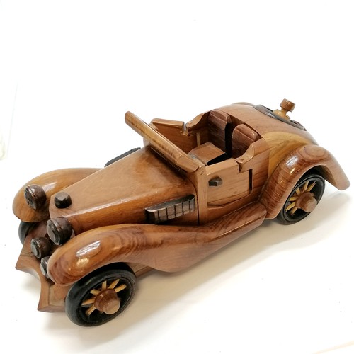 15 - 4 x scratch built wooden vehicles inc VW beetle - longest 25cm