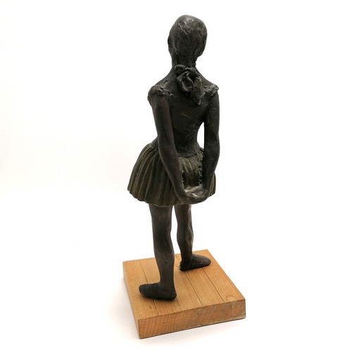 52 - Reproduction of a Degas ballerina figure on a wooden base 34cm high old repair to 1 foot T/W a book ... 