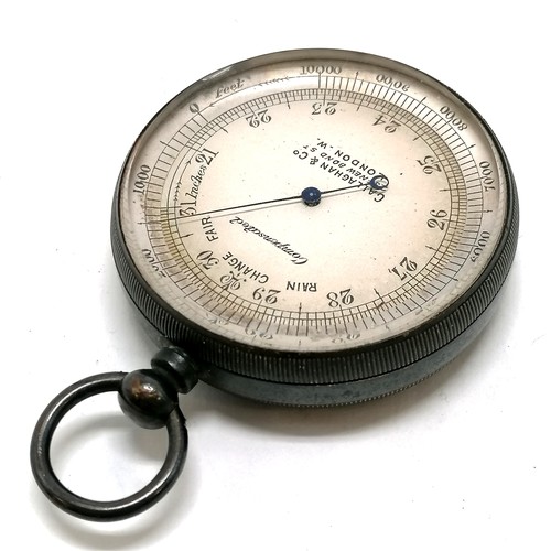 465 - Victorian pocket barometer altimeter by ‘Callaghan & Co, 23a New Bond St. London. W‘ - 5cm diameter ... 