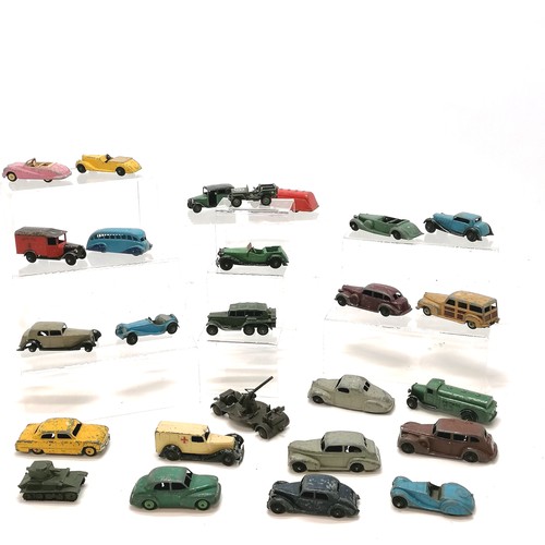 468 - Qty of Dinky vehicles inc military, fork lift, royal mail, sports cars, lorries, tractor + trailer e... 