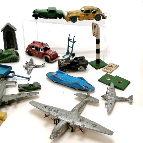 469 - Qty of Dinky aeroplanes, toy cars inc Crescent, Kembo, Corgi #153 Bluebird, Arbur etc