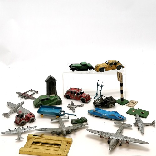 469 - Qty of Dinky aeroplanes, toy cars inc Crescent, Kembo, Corgi #153 Bluebird, Arbur etc