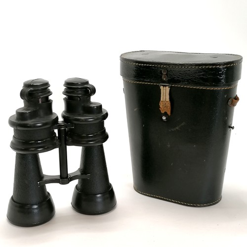 472 - WWII period dated 1944 Beh 7x50 Kreigsmarine binoculars in original case ~ in overall good condition... 