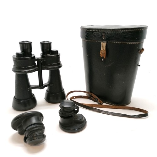 472 - WWII period dated 1944 Beh 7x50 Kreigsmarine binoculars in original case ~ in overall good condition... 