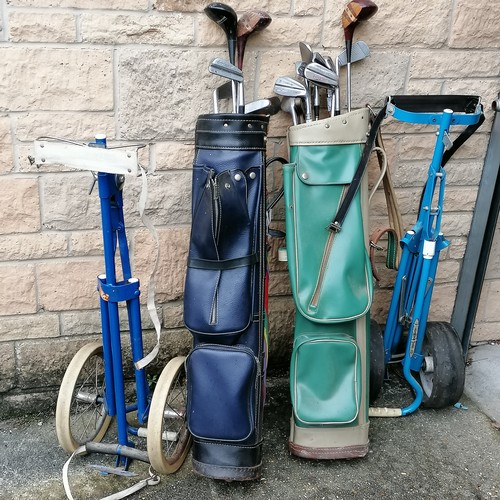 734 - 2 bags of golf clubs containing qty of clubs inc Slazenger, Spalding, Campbell Canada, Sam Snead Wil... 