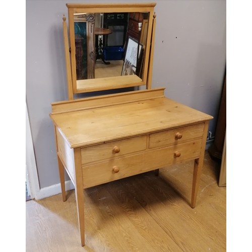 736 - Satinwood dressing chest with swing mirror 150cm x 100cm wide x 55cm deep