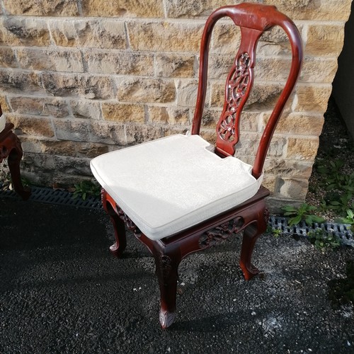 745 - Reproduction oriental hardwood circular table on pedestal base 137cm diameter t/w 6 x matching chair... 