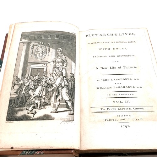 22 - 3 x volumes (IV, V & VI) 1792 'Plutarch's lives, translated from the original greek, with notes, cri... 