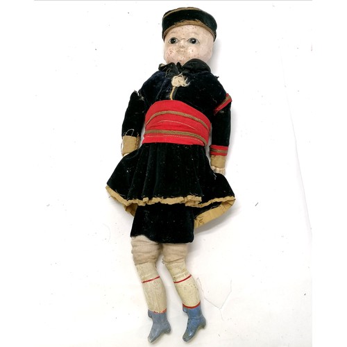 50 - Antique china head doll (head is cracked and damage to 1 leg and hand) dressed in sailor girl outfit... 