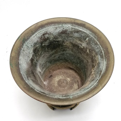 5 - Antique Oriental bronze mortar, 19cm diameter x 17cm high