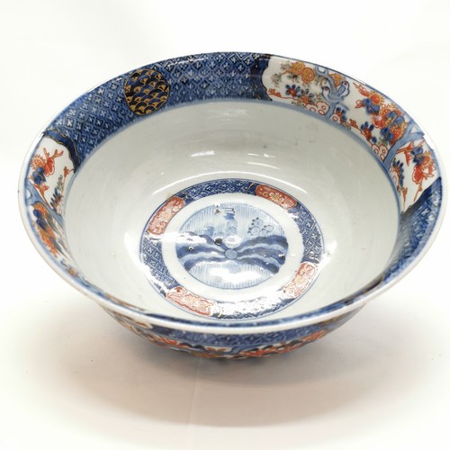 76 - Oriental / Japanese Meiji period imari bowl - 24.5cm diameter ~ has a hairline crack otherwise in br... 