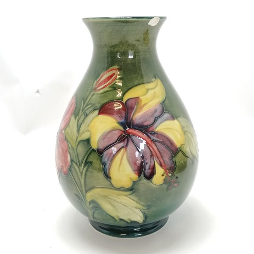 97 - Moorcroft hibiscus vase - 20cm high with Walter Moorcroft initials & 'By appointment potters to the ... 