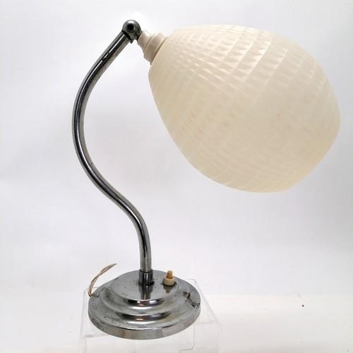 126 - Art Deco chrome lamp base with adjustable shade, some deterioration to the chrome, needs re-wiring t... 