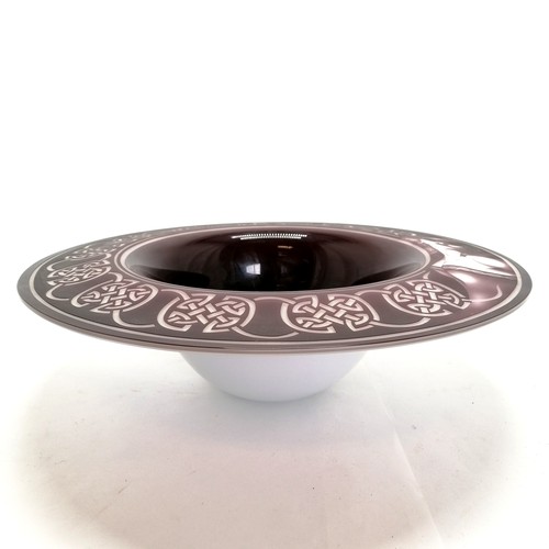 153 - Large purple over white engraved overlaid cameo glass centrepiece bowl by Steve J Bradley - 42cm dia... 