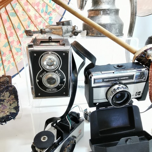 172 - Qty of cameras Kodak 277x t/w Veglia alarm clock & 4 purses inc beadwork (catch a/f) + Molina Corona... 